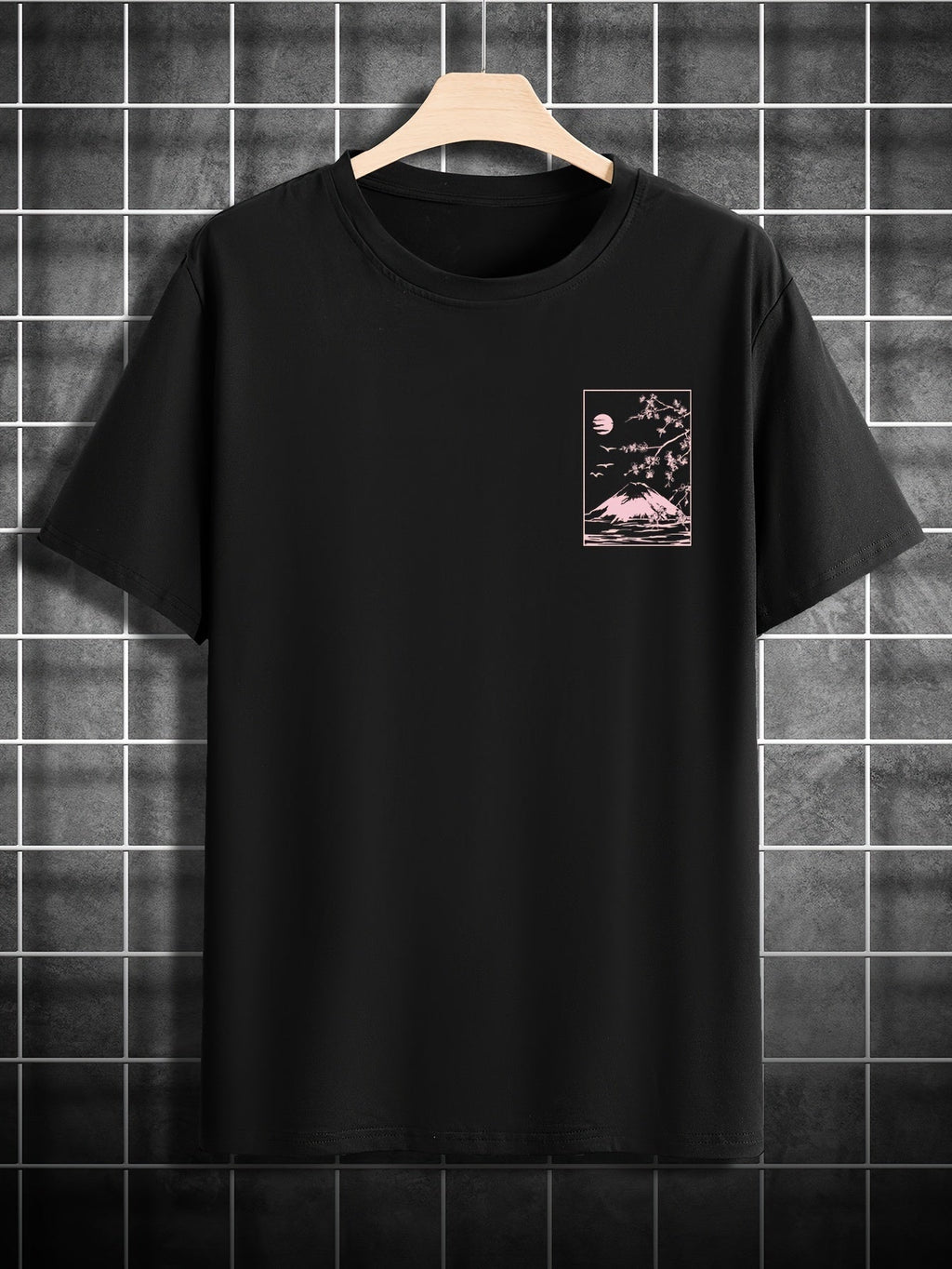 Men's Graphic T-Shirt - Retro Mountain Print, Short Sleeves, Summer Fit