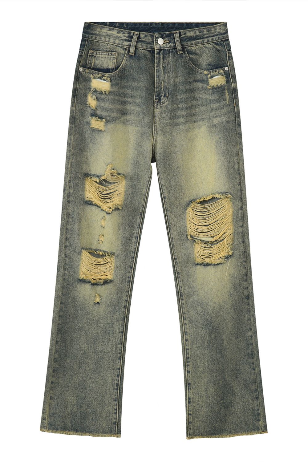 Distressed Mid Rise Jeans with Pockets