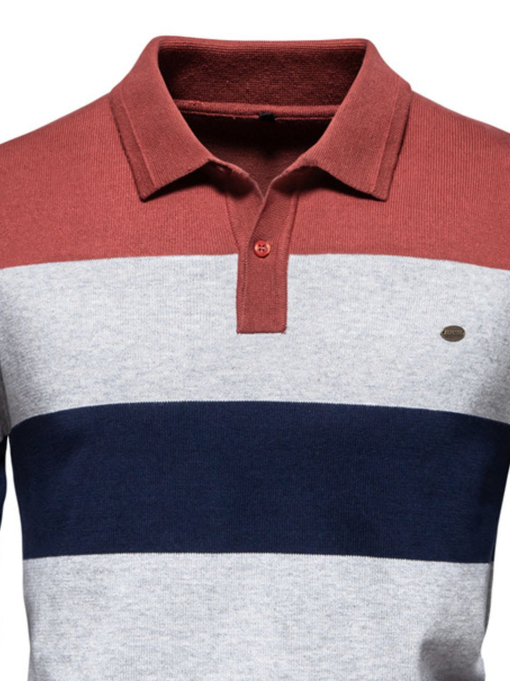 Men's Striped Long Sleeve Knit Polo