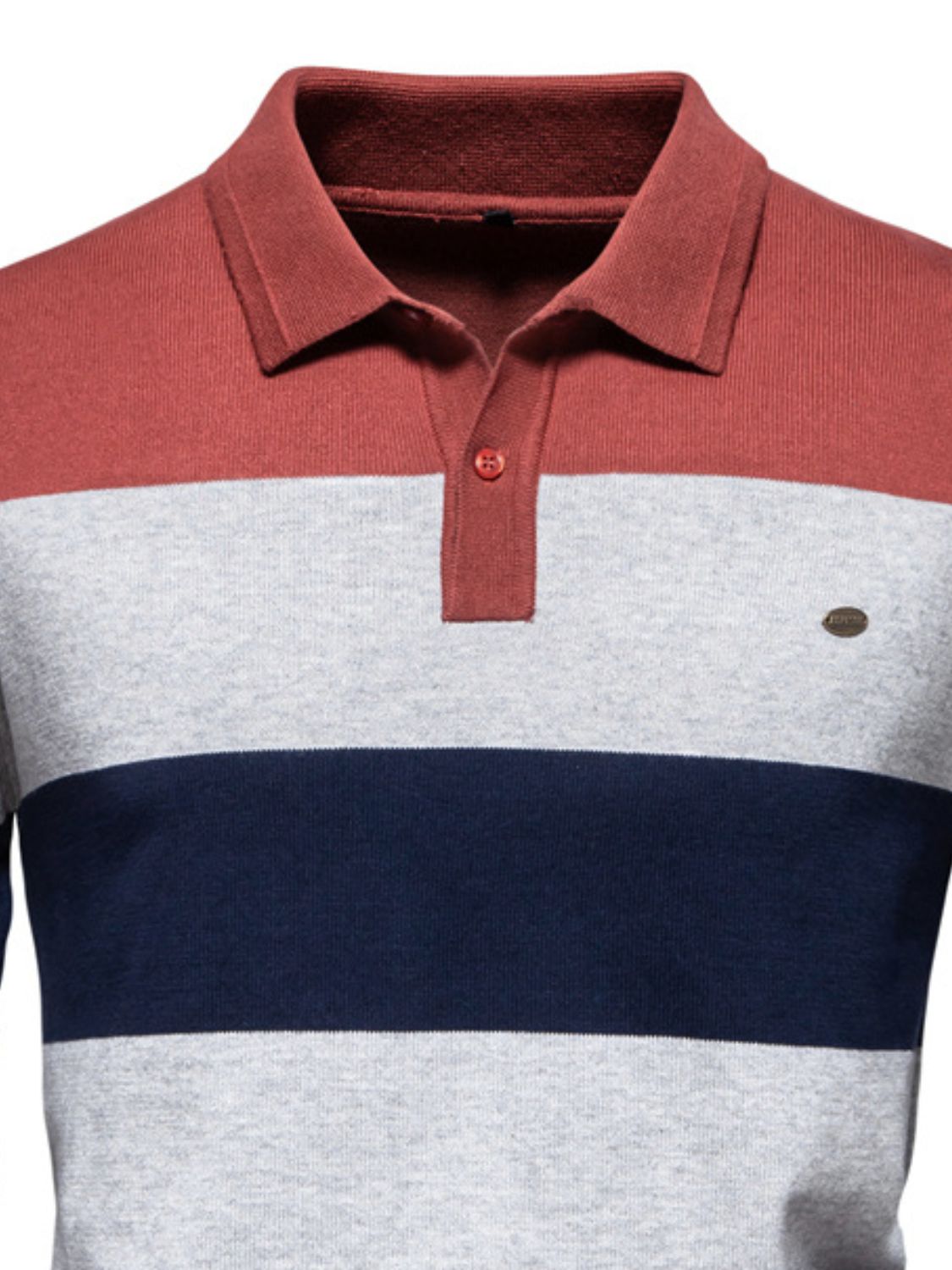 Men's Striped Long Sleeve Knit Polo