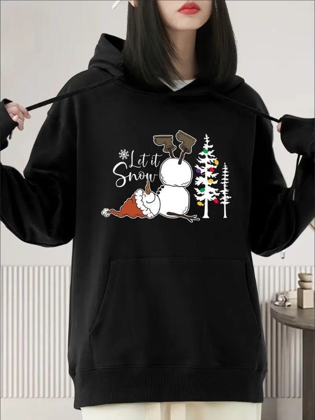 Merry Christmas.Xmas Jumper Printed Cotton Hoodie - Relaxed Fit, Classic Crew Neckline - Perfect For Fall And Winter Season, Ideal For Casual Outings And Daily Wear, Trendy And Fashionable Apparel