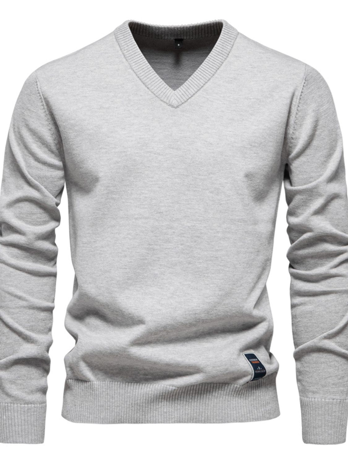 Men's Ribbed Hem V-Neck Long Sleeve Sweater