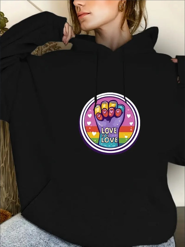 Women's Casual Printed Hoodie, Sweatshirt, Fashionable Drawstring Pullover, Suitable For All Seasons, Simple Design, Hooded Top, Christmas, Valentine's Day, New Year Gift