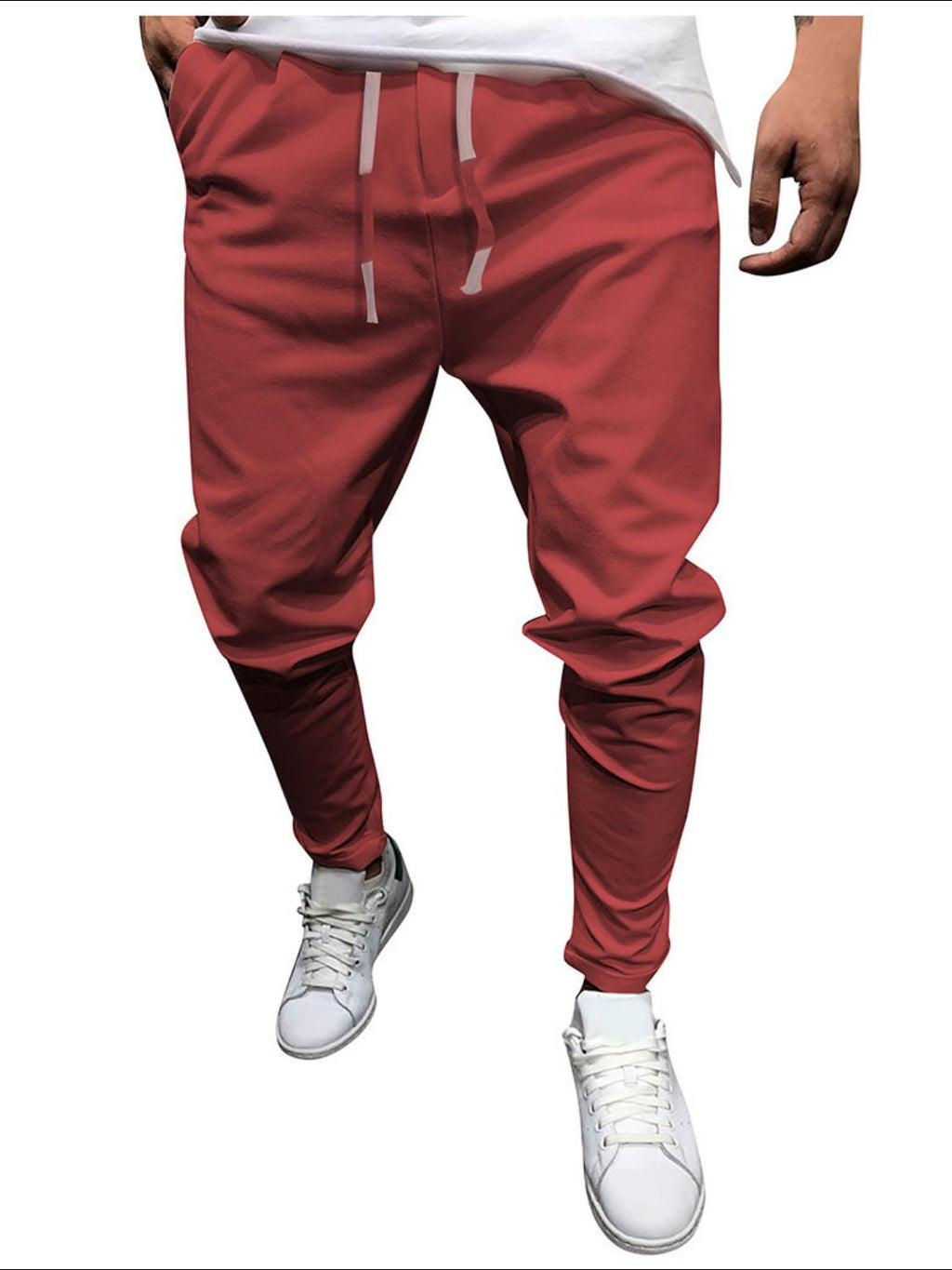 Men's Plus Size Drawstring Cropped Slim Pants