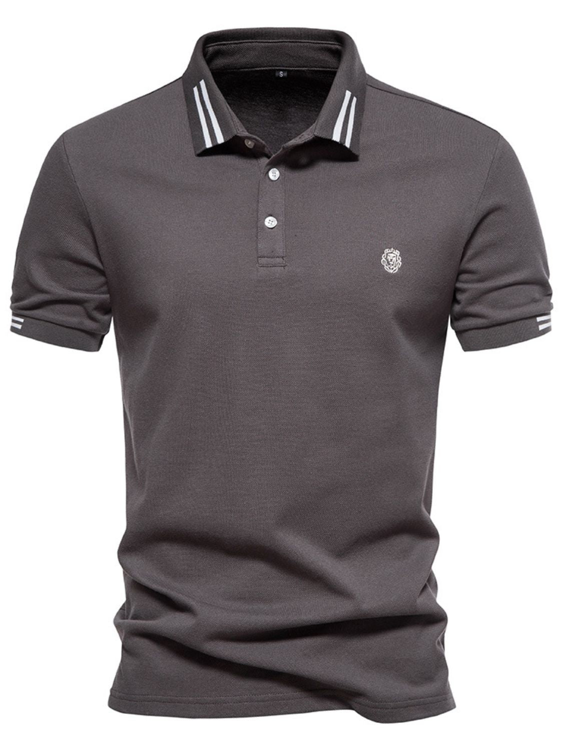 Men's Embroidered Striped Short Sleeve Polo