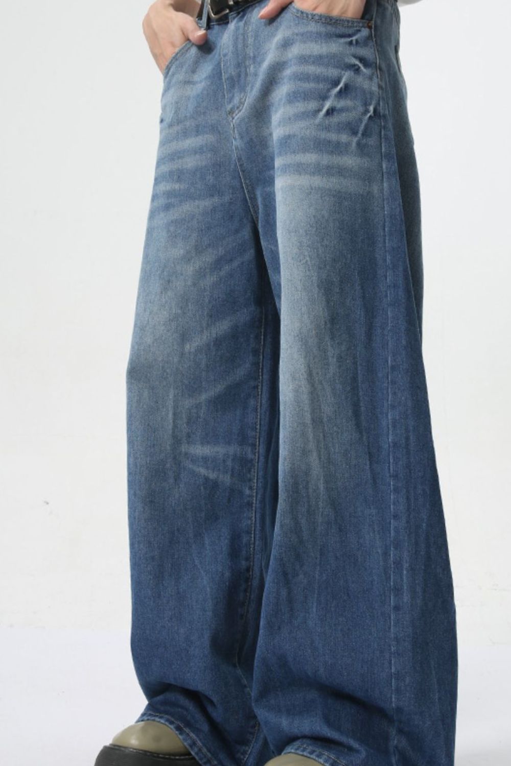 Wide Leg Men's Jeans with Pockets