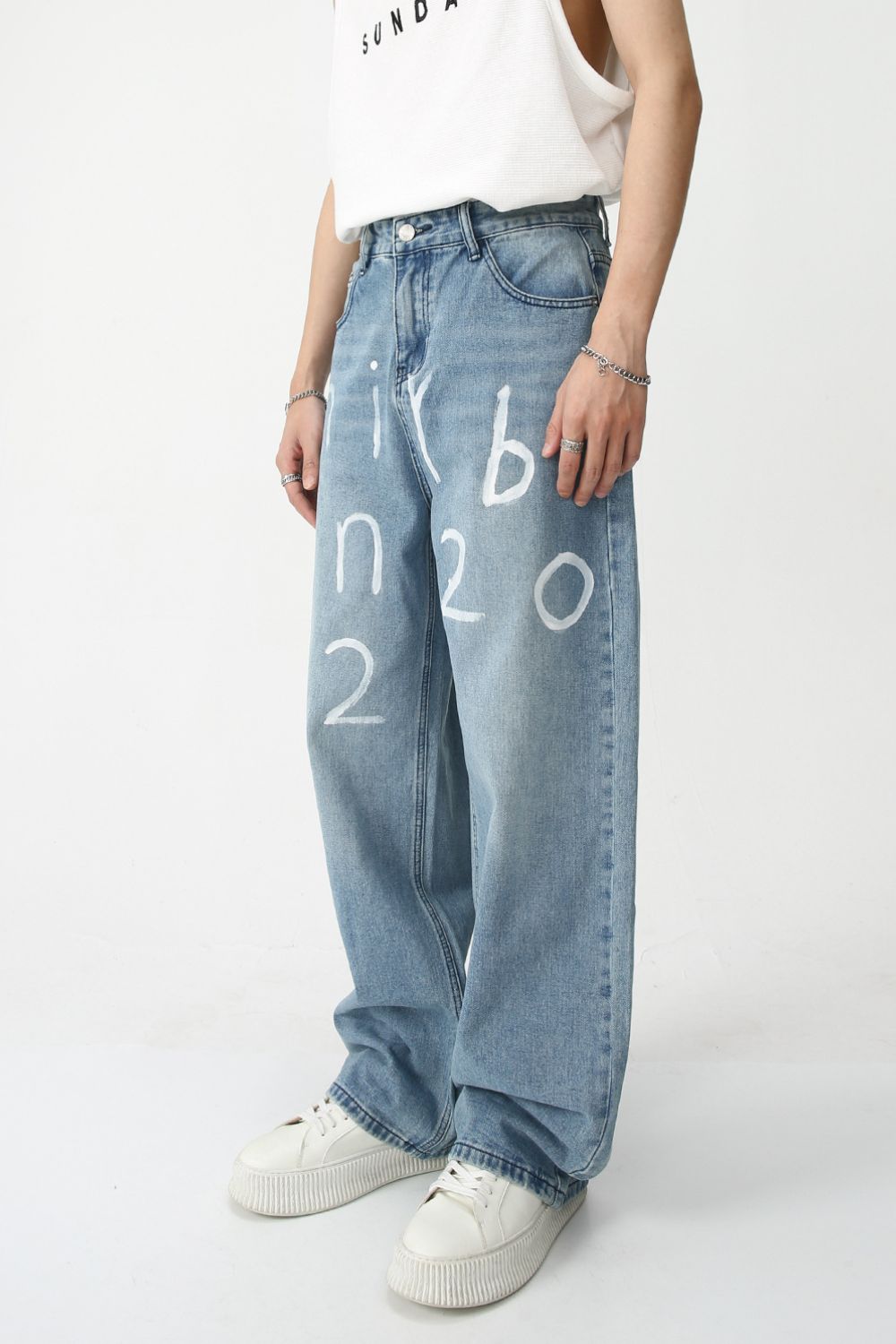 Men's Graffiti Wide Leg Jeans