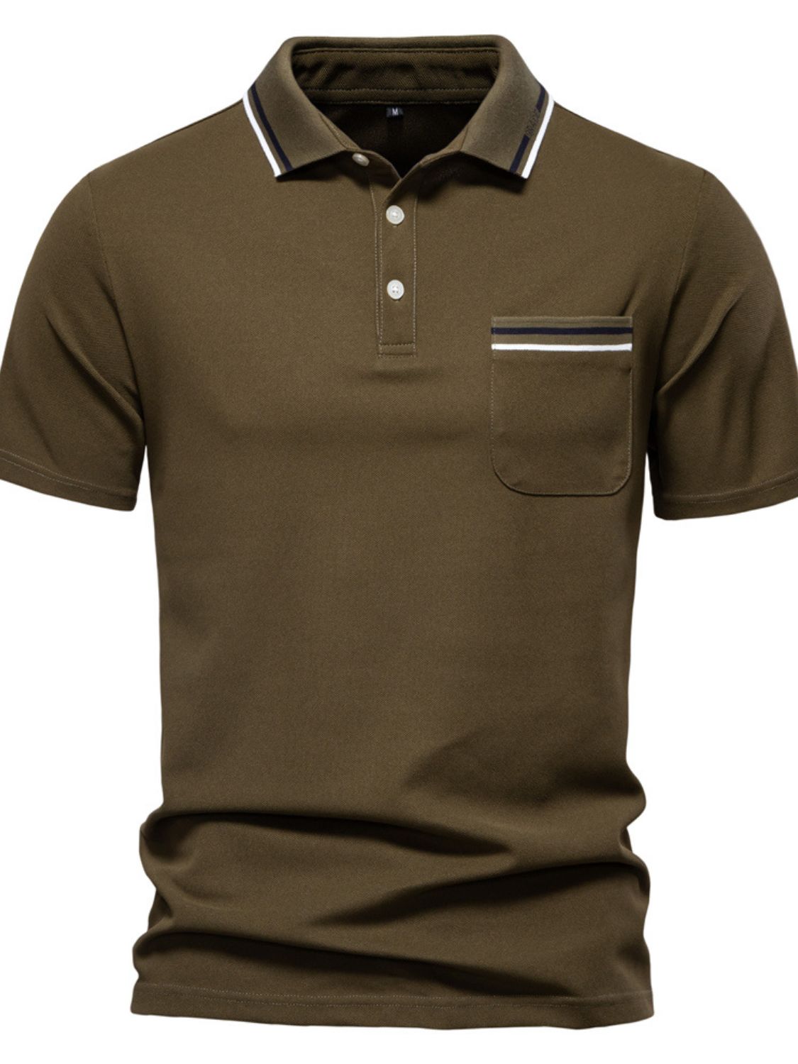 Men's Short Sleeve Collared Neck Striped Polo