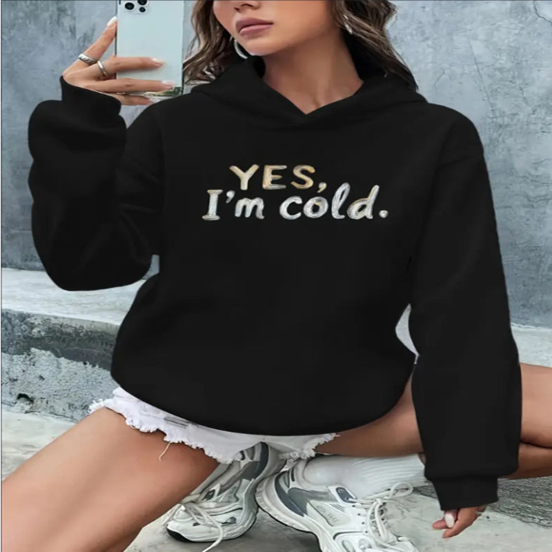 Women's Casual Polyester Mother Print Hoodie