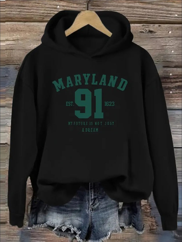 Letter And Graphic Print Hoodie, Casual Hooded Sweatshirt For Autumn And Spring, Women's Clothing