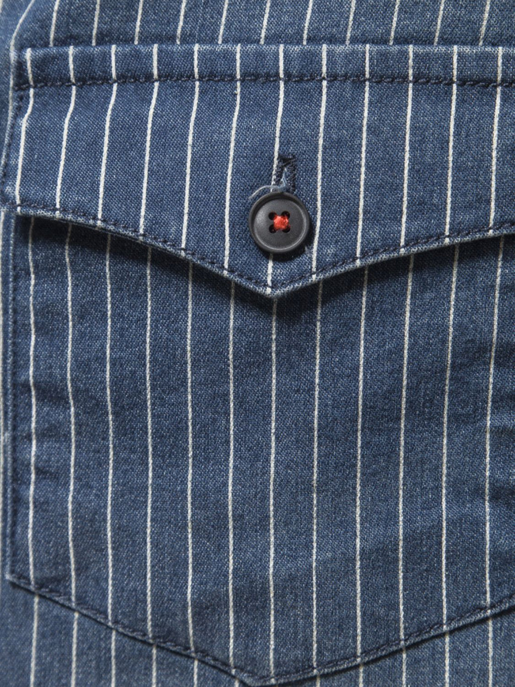 Men's Striped Collared Neck Button Down Denim Shirt