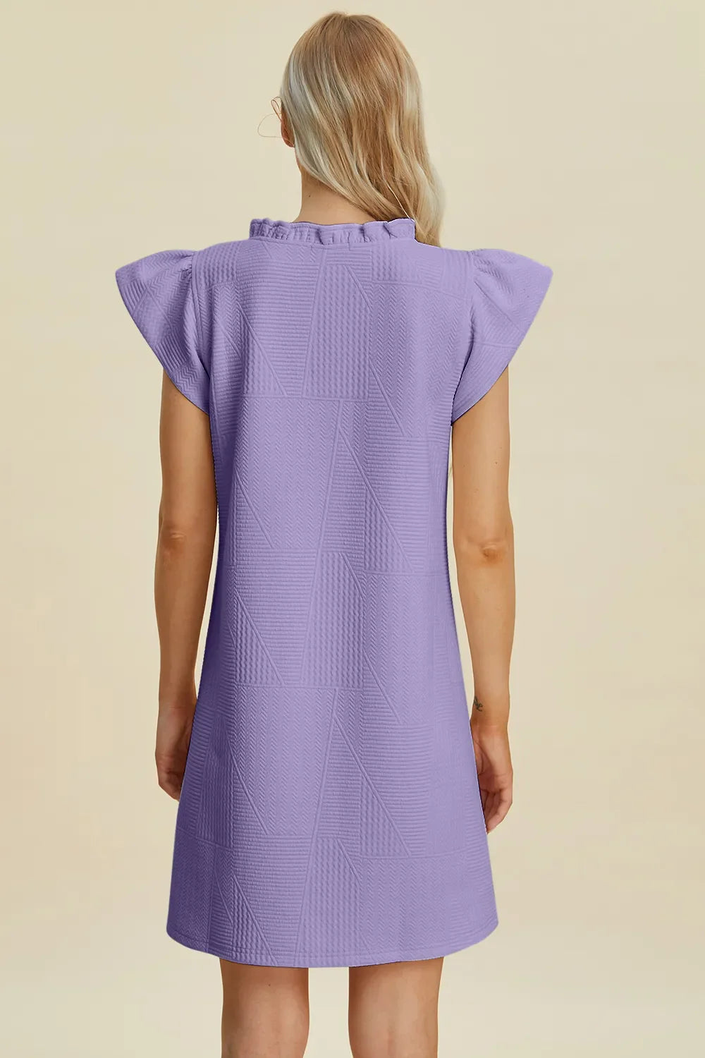 Double Take Full Size Ruffled V-Neck Cap Sleeve Dress