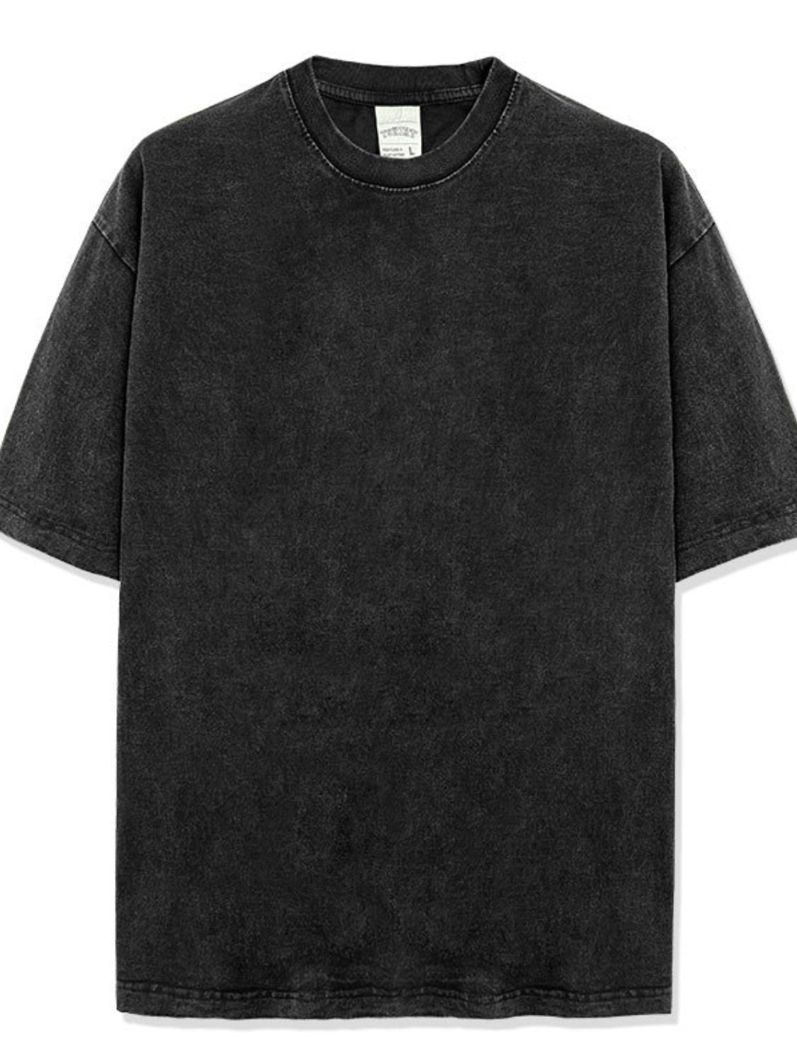 Men's Full Size Round Neck Washed T-Shirt Plus Size