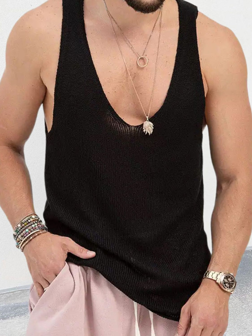 Men's Scoop Neck Knit Tank