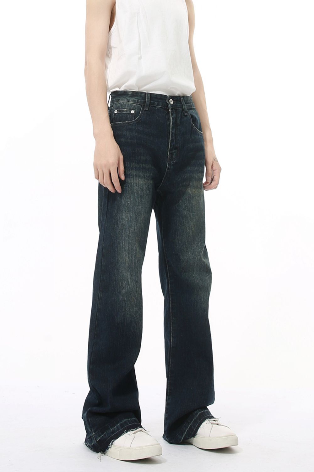 Raw Hem Jeans with Pockets