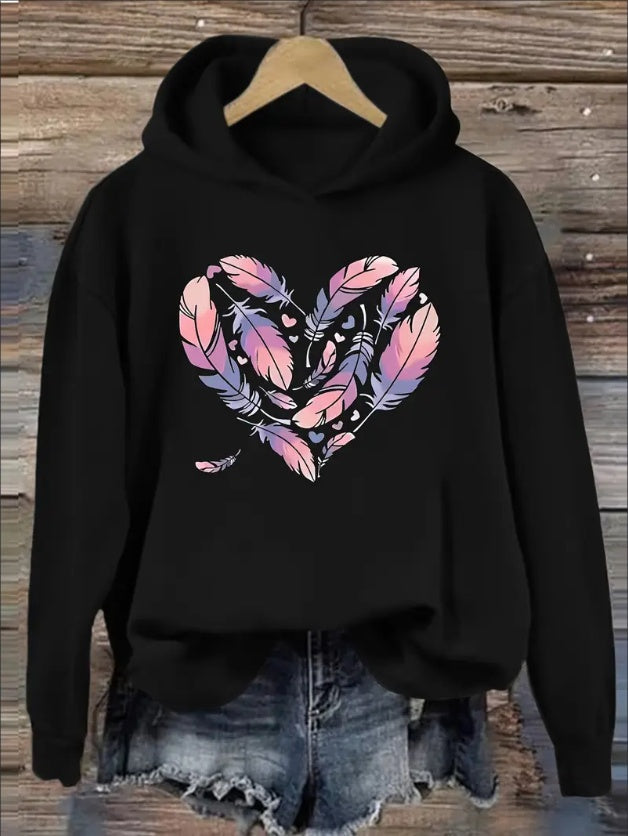 Women'S Casual Hoodie With Letter & Graphic Print -Fall Winter Season, Casual Style With Hood, Alphabet, Floral, Cartoon, Christmas, Halloween Patterns, Slogan & More