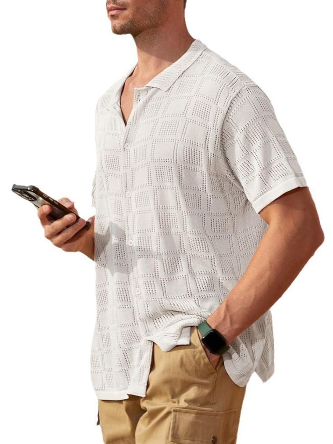 Men's Full Size Button Down Short Sleeve Plus Size