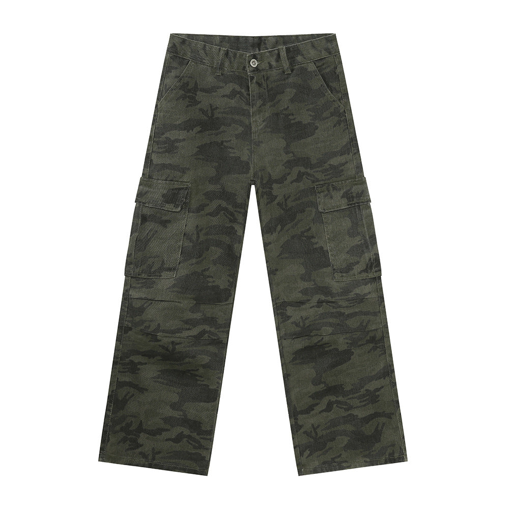 Camouflage Cargo Jeans with Pockets