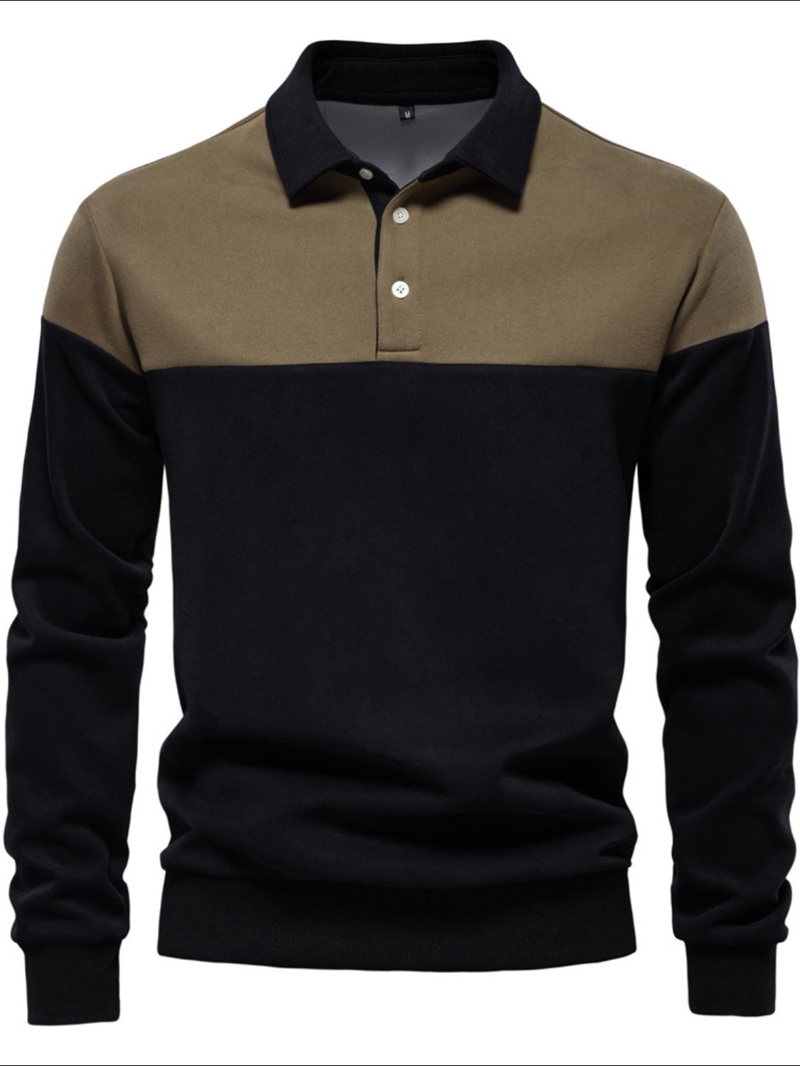 Men's Collared Neck Contrast Long Sleeve Polo
