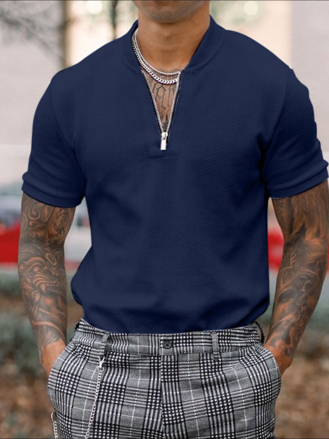 Men's Full Size Baseball Collar Solid Polo Plus Size