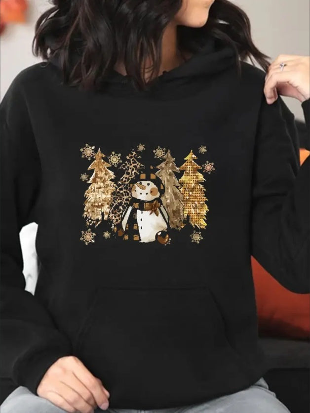 Oversized Hoodie For Women Front Print Merry Christmas Sweatshirt Kangaroo Pocket Print Lightweight Trendy For Autumn Winter Casual Sweatshirt