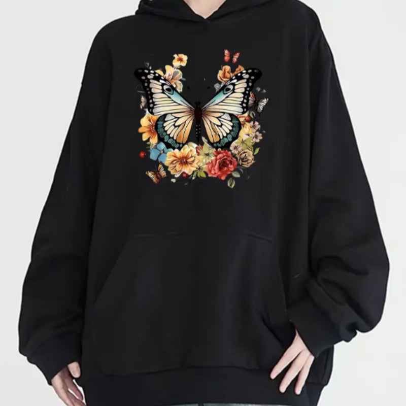 Women's Fashion Colorful Butterfly Printed Hoodie