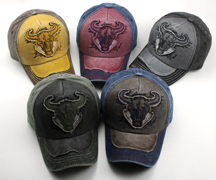 Washed Bull Head Baseball Cap