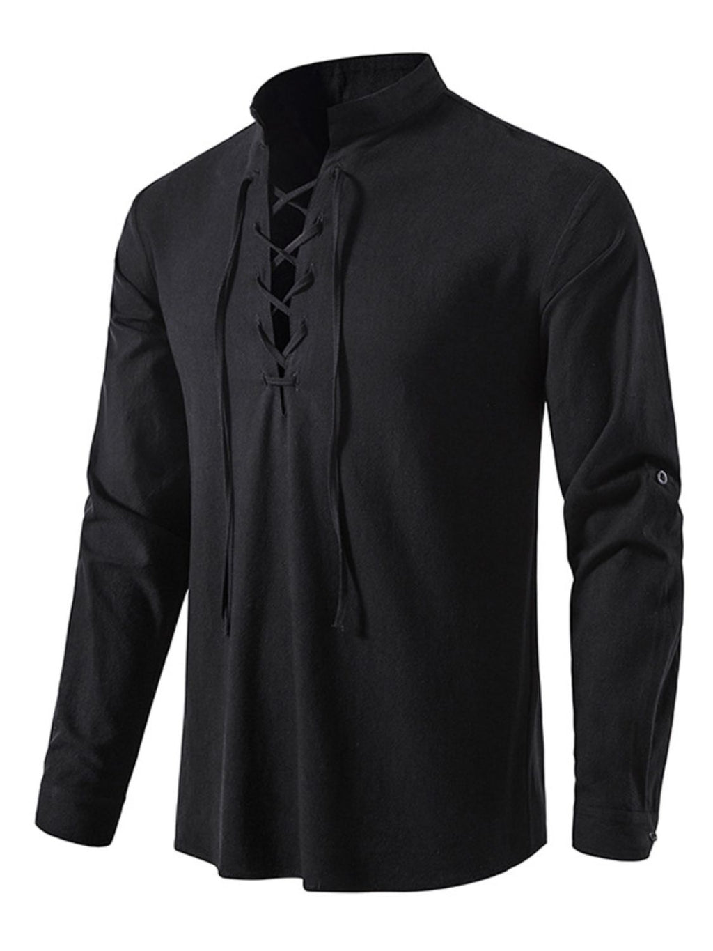 Men's Lace Up Long Sleeve Blouse