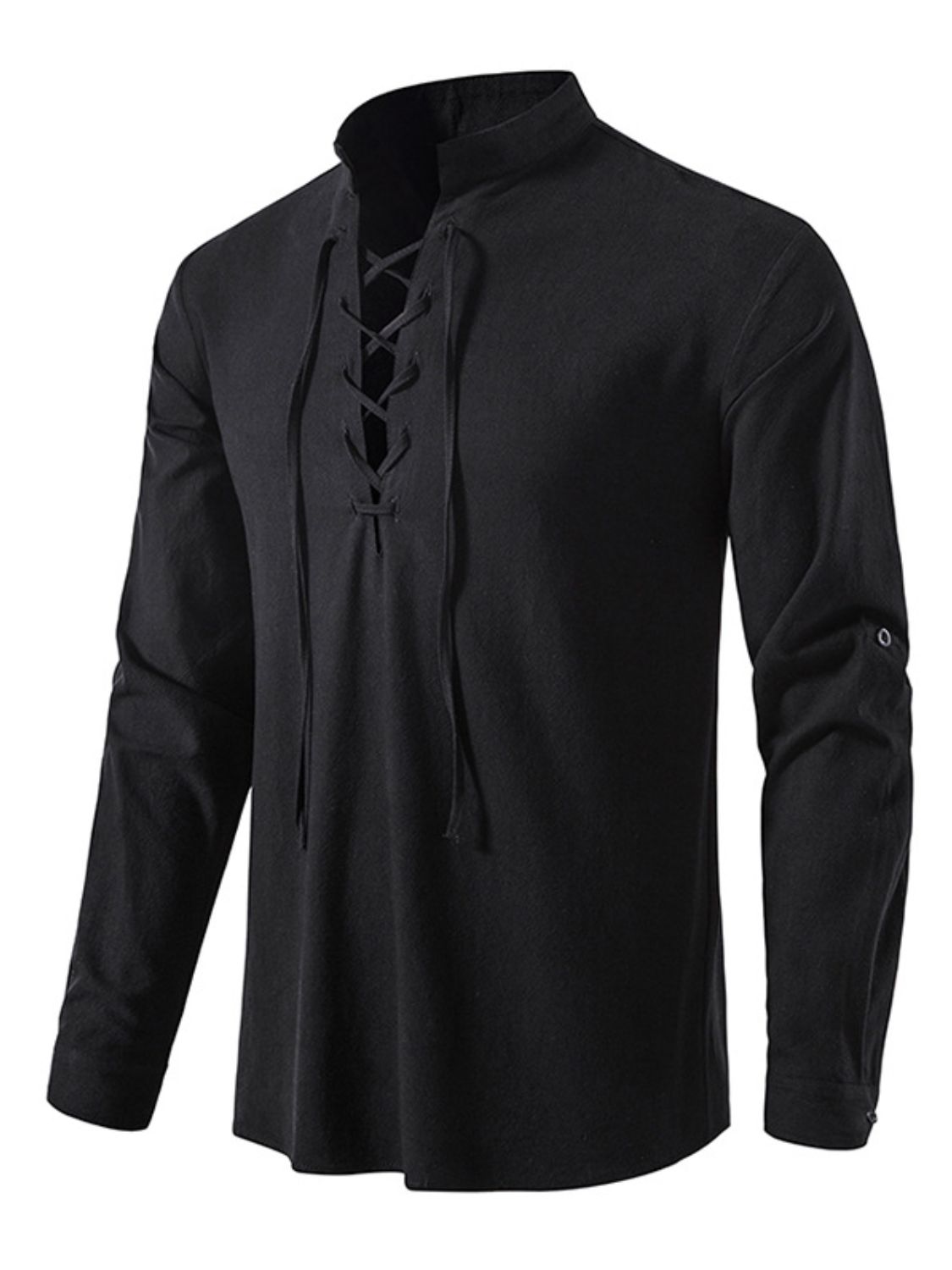 Men's Lace Up Long Sleeve Blouse