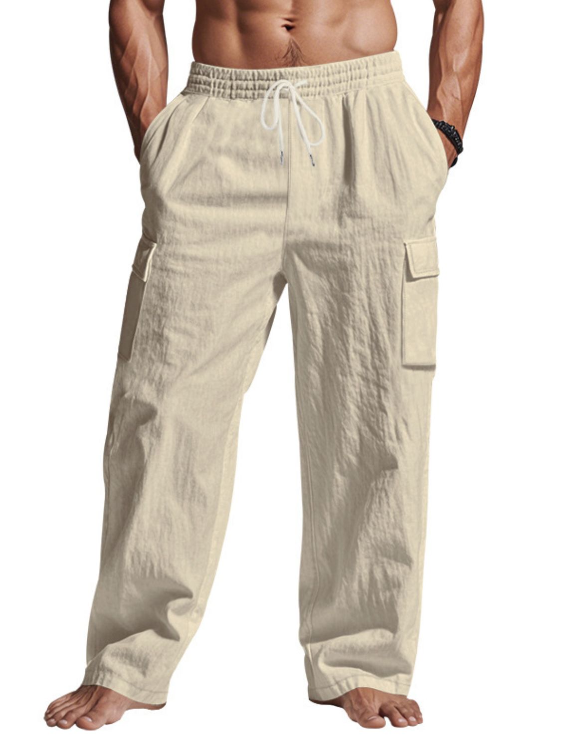 Men's Full Size Drawstring Pants with Pockets Plus Size