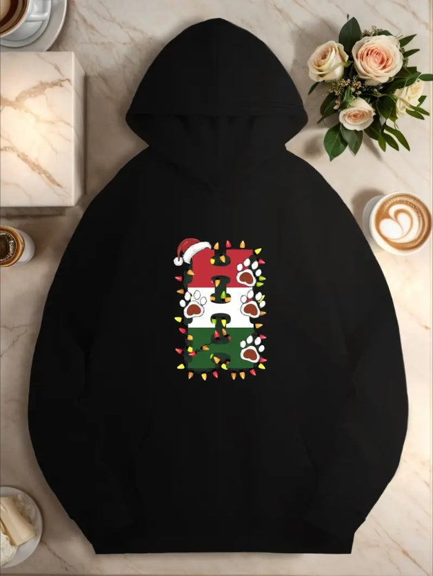 Women'S Hooded Pullover Sweatshirt With Drawstring - Casual Style  Long Sleeve Kangaroo Pocket Hoodie, All Season Printed Graphic Sweatshirt