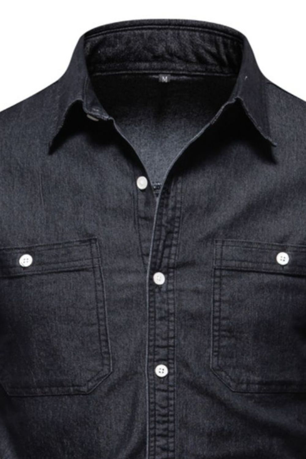 Men's Collared Neck Long Sleeve Denim Shirt