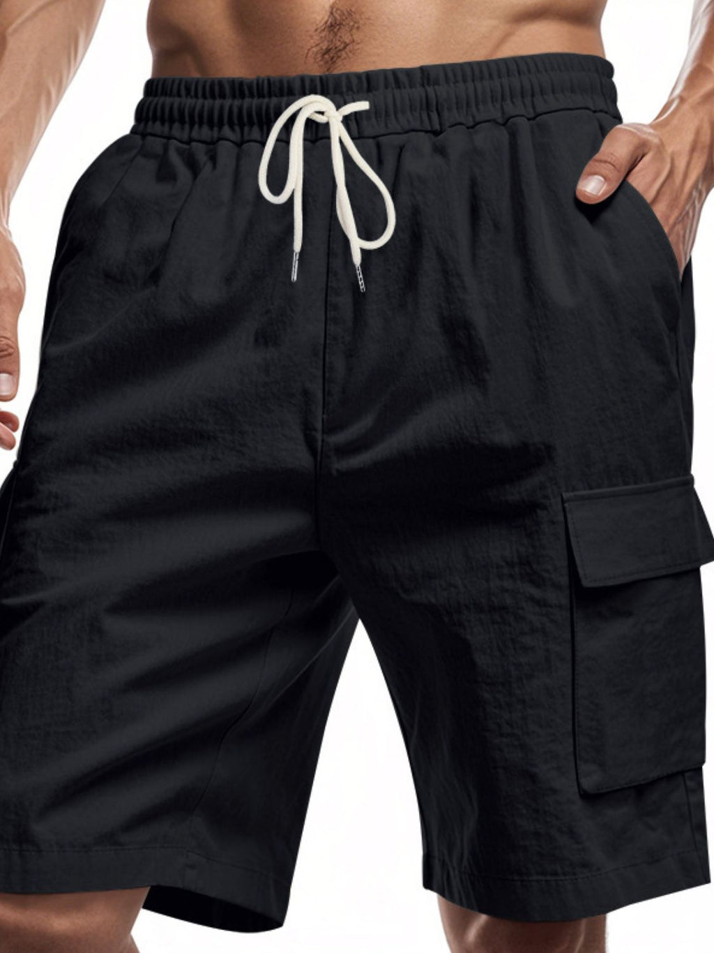 Men's Full Size Drawstring Shorts with Cargo Pockets Plus Size