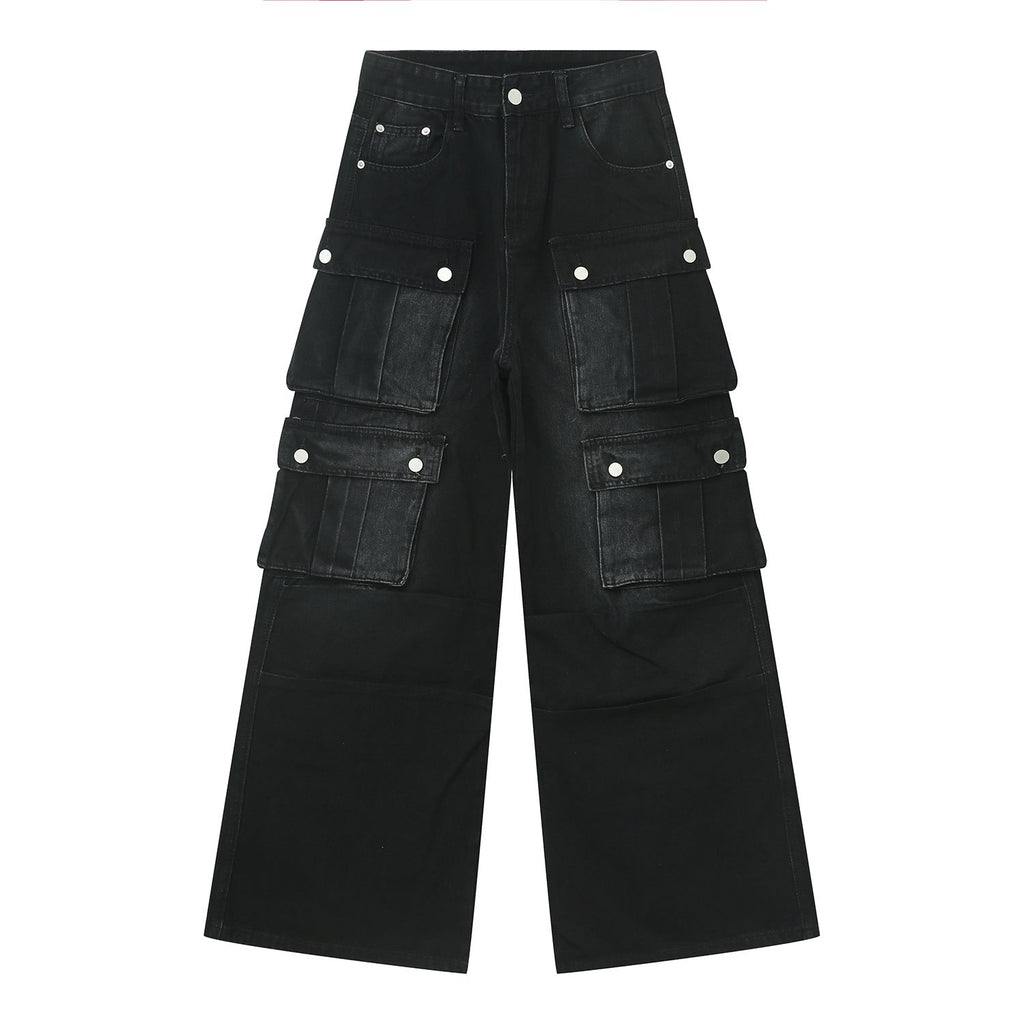 Multi-Pocket Cargo Wide-Leg Jeans