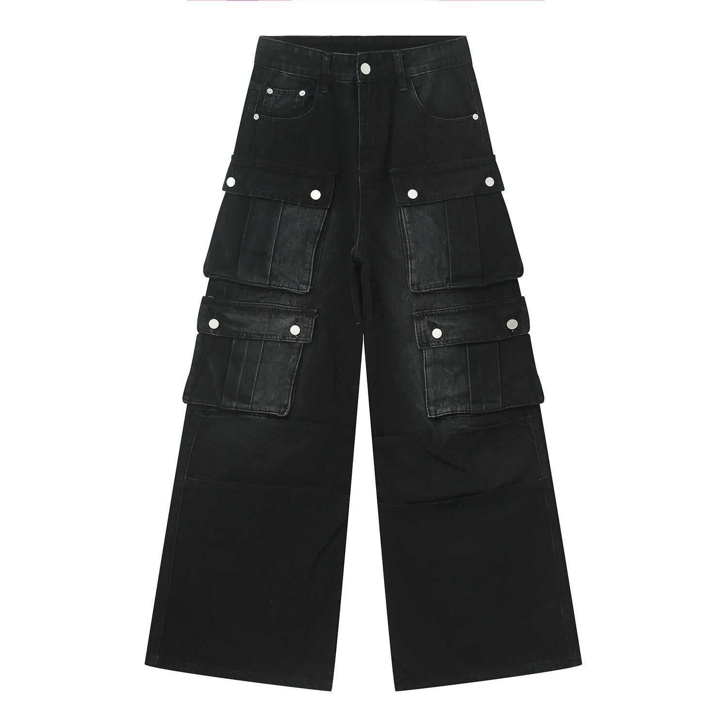 Multi-Pocket Cargo Wide-Leg Jeans