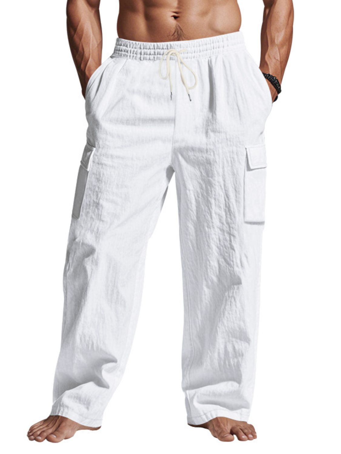 Men's Full Size Drawstring Pants with Pockets Plus Size