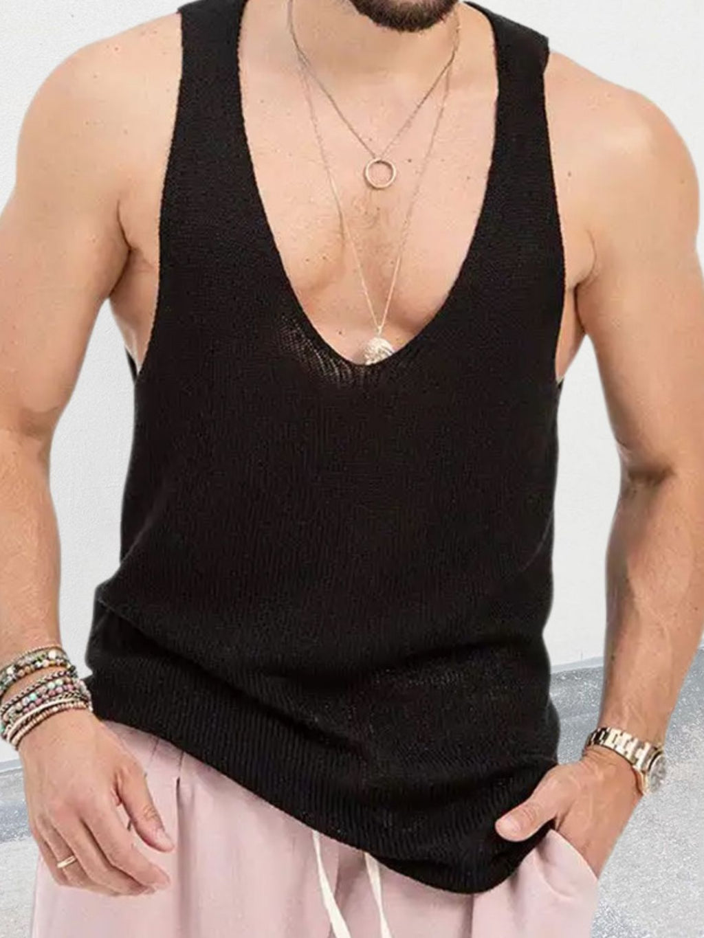 Men's Scoop Neck Knit Tank