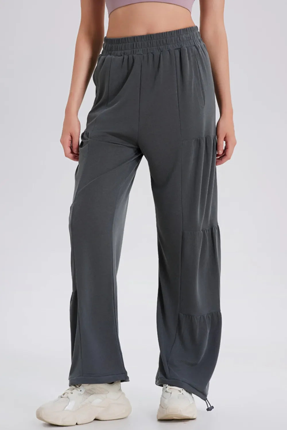 Basic Bae Drawstring Elastic Waist Ruched Joggers