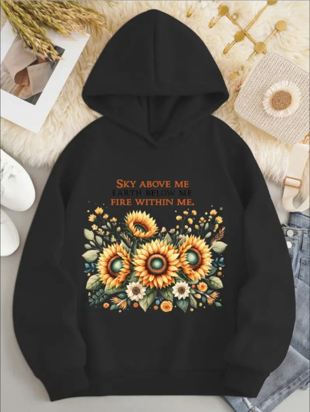 Women's Casual Hoodie With Unique Letter & Graphic Prints - Cozy Polyester, Machine Washable,
