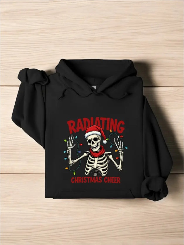 Radiology Funny Christmas Hoodie, Radiating Xmas Cheer Hoodie, Holiday Season Rad Technician Hoodie, Xray Spooky Skeleton Hoodie, Gift For Nurse