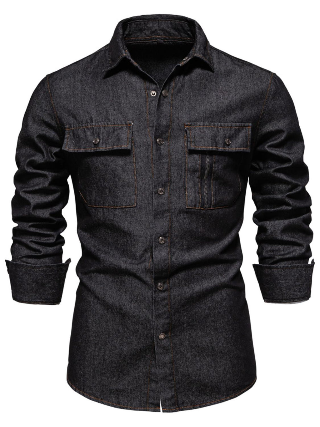 Men's Snap Down Long Sleeve Denim Shirt