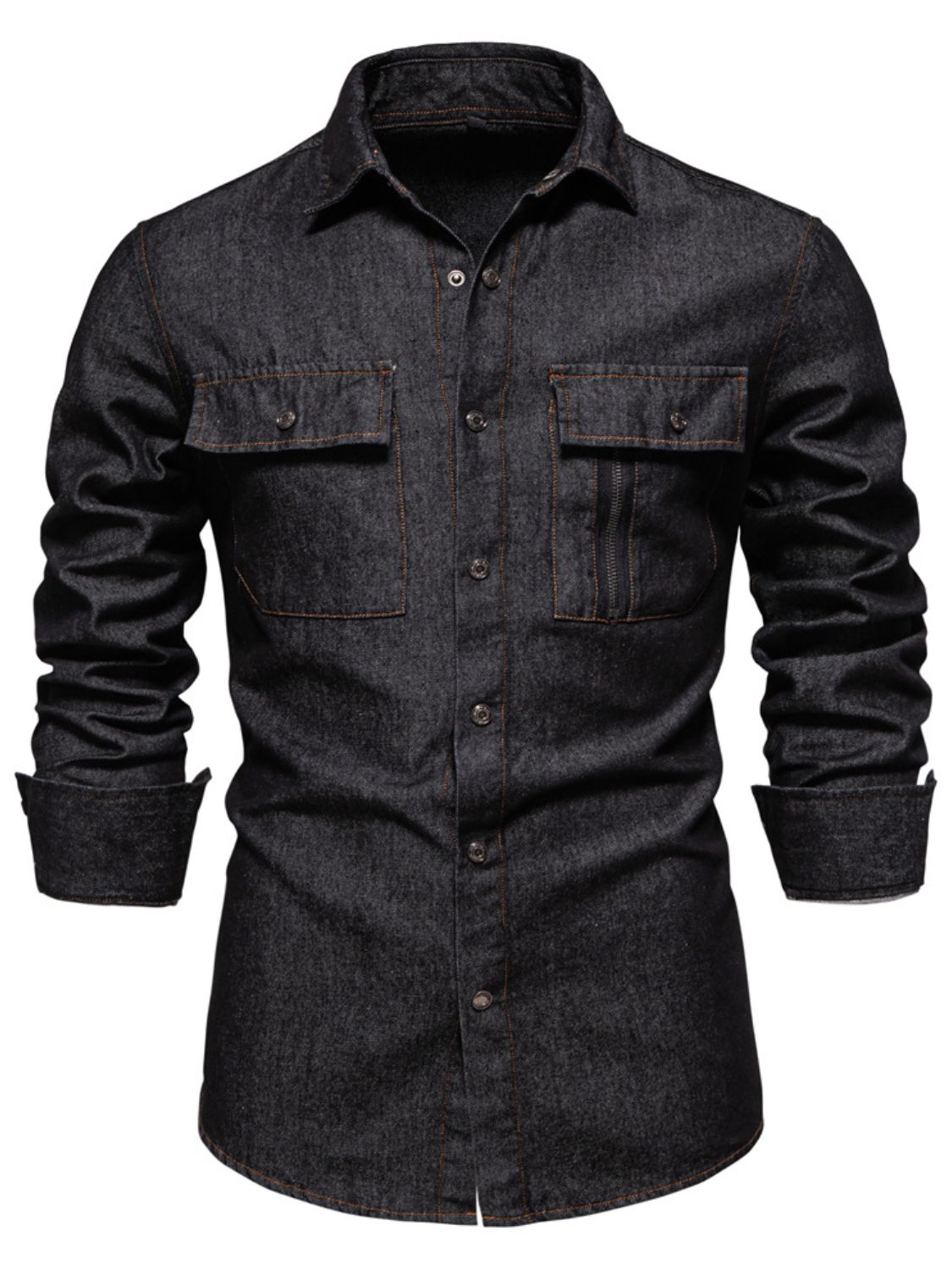 Men's Snap Down Long Sleeve Denim Shirt