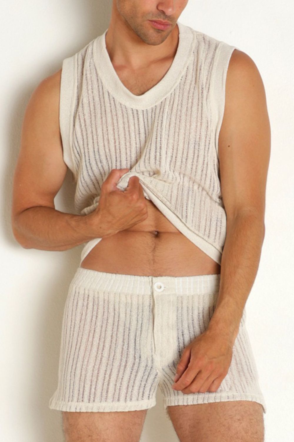 Men's Full Size Round Neck Tank and Shorts Set Plus Size