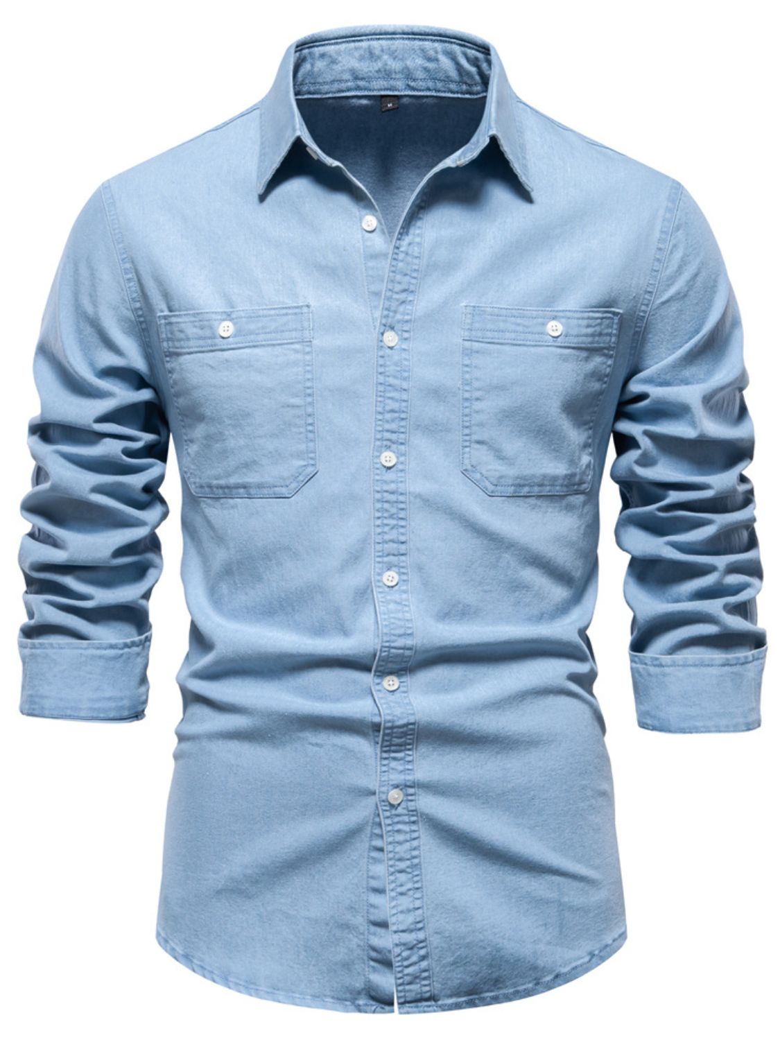 Men's Collared Neck Long Sleeve Denim Shirt