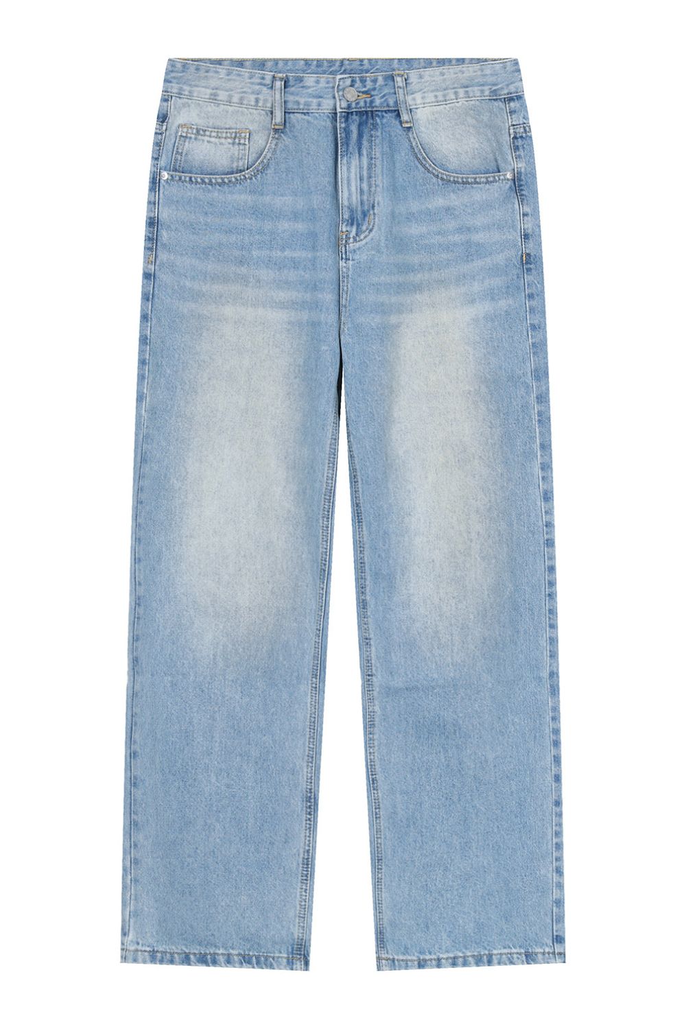 Washed Mid Rise Jeans with Pockets