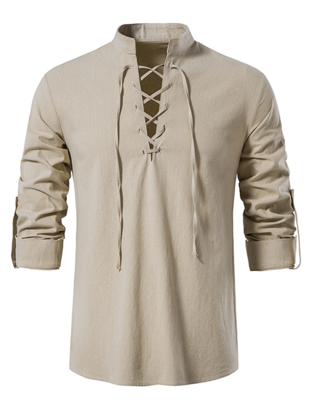 Men's Lace Up Long Sleeve Blouse