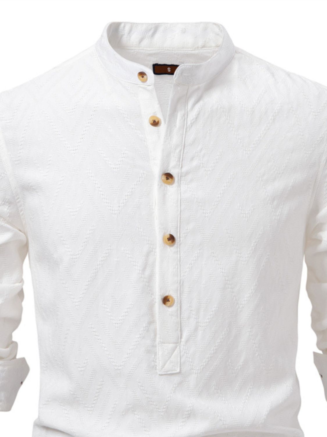 Men's Half Button Geometric Texture Collared Neck Shirt