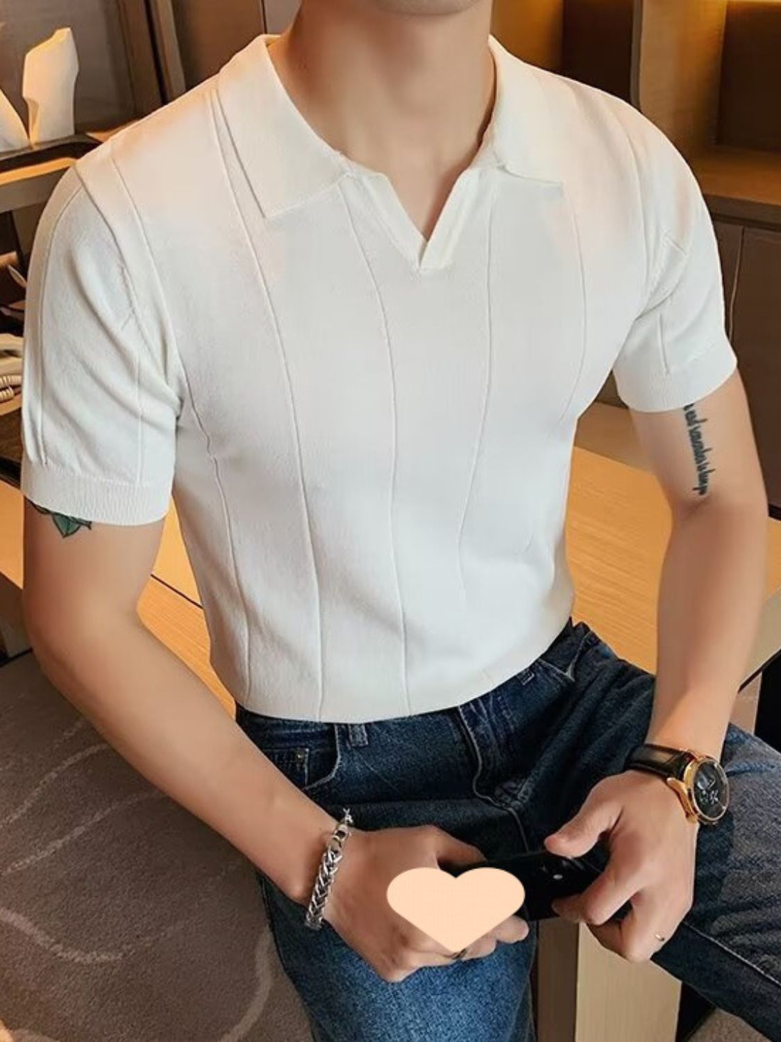 Men's Plus Size Collared Neck Short Sleeve Polo