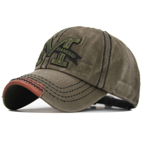 Embroidered letter M denim baseball cap