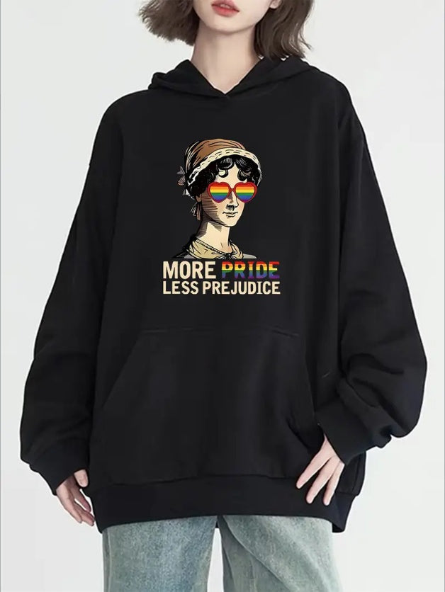 Artistic Flair, Women's Fashion Hoodie With Iconic Portrait Print - Casual Pullover With Pockets, Long Sleeve & Round Neck, Perfect For Fall & Winter